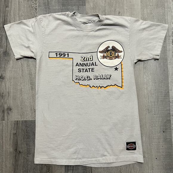 VTG Robbers Cave Oklahoma Harley Owners Group 2nd Rally Motorcycle Biker Shirt - Picture 1 of 4